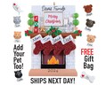 Modern 2024 Personalized Family Christmas Ornament - Fireplace Mantel Tree Decor Dog Cat Fish Pet Family of 2 3 4 5 6 Custom Grandkid Gift