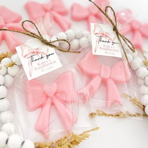Bow Soap Favors - Pink Baby Shower Girl Party Decor, Bridal Birthday Bulk Guest Gifts bild 1