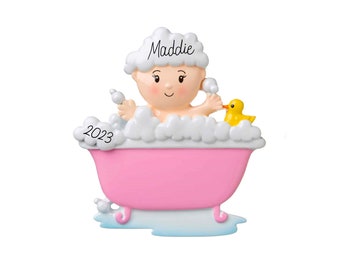 Baby in a tub Ornament - Baby Ornament 2023 Quarantine Ornament 2023 -- Personalized