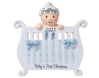 Baby Boy Blue Personalized Christmas Ornament Baby's 1st Christmas, Boy First Christmas Ornament New Baby Ornament Baby Shower Boy Gift 2023