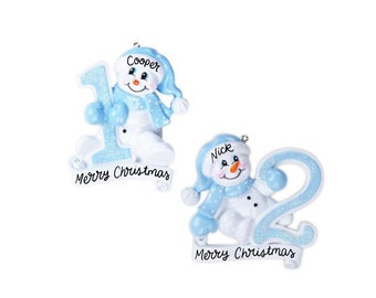 Blue Baby's First Second Christmas Ornament - Baby Boy Ornament 2025 Ornament -- Personalized
