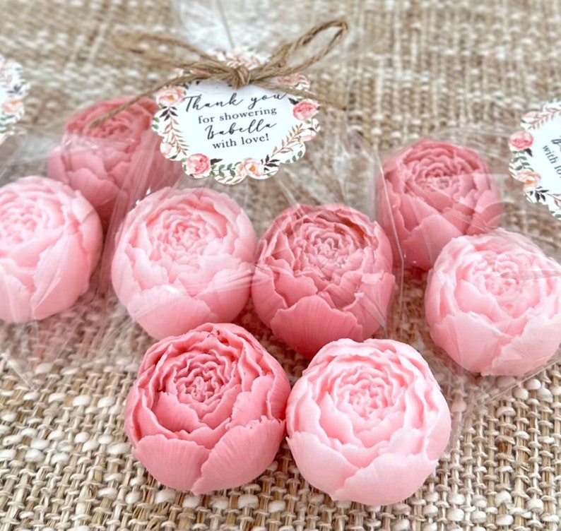 Peony Soap Favors Baby Shower Girl in Bloom Bridal Wedding Decor Wild Flower Dusty Rose Blush Gold Theme Party Gift for Guests in Bulk image 6