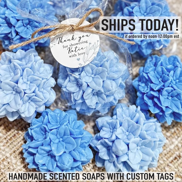 Hydrangea Soap Favors - Bridal Shower Gift for Guests in Bulk, Dusty Something Blue Before I Do Bride Crew Wedding Flower, Baby Party Decor