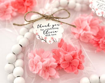 Cherry Blossom Soap Favors - Wildflower Party Gifts, Baby Blooming Bridal Shower (2 Soaps/Bag)