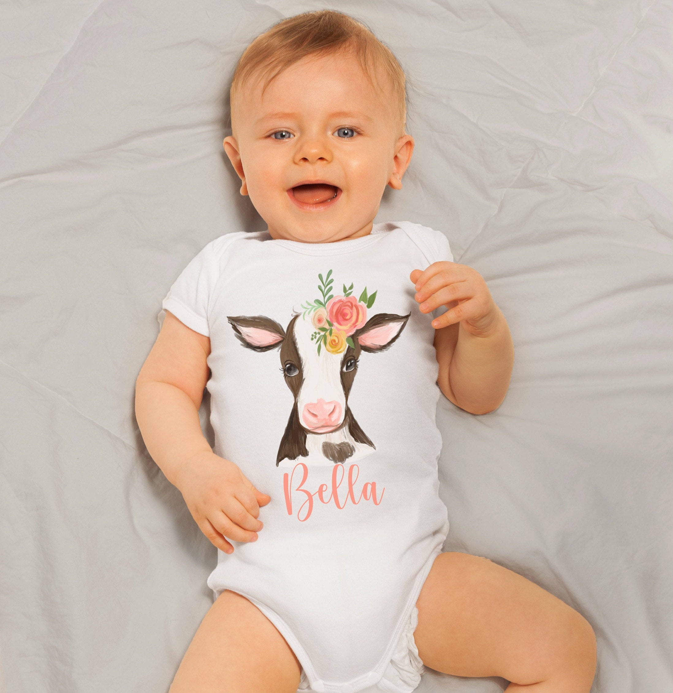Cow Baby Onsie Cow Baby Clothes Baby Girl Farm Animal Etsy UK
