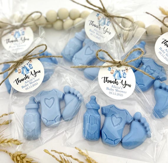 Boy Baby Shower Soap Favors - 3 Mini Soaps Per Bag - Clothesline Party Guest Gifts