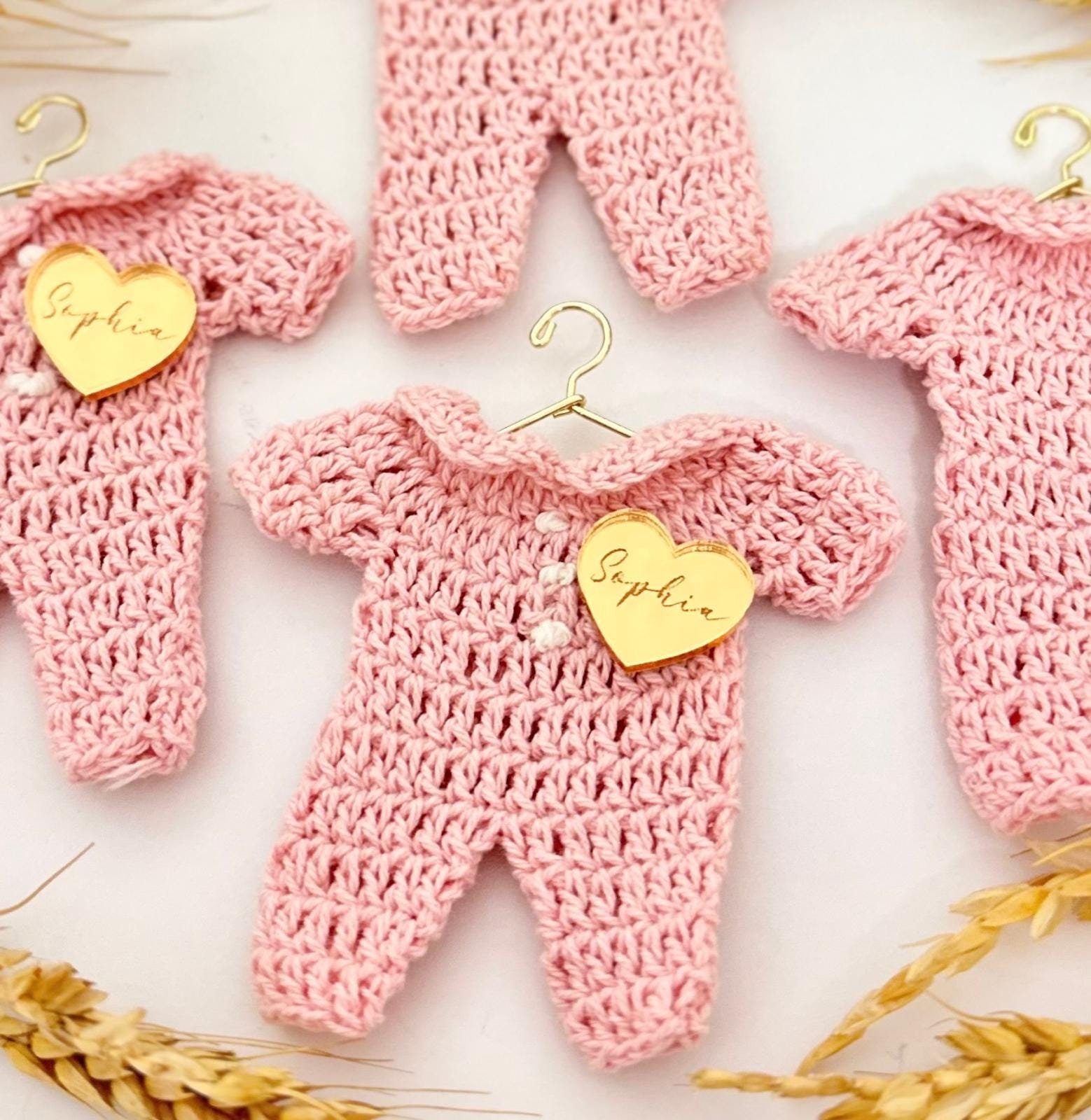 Elegant Baby Magnet Gifts - Winter Crochet, Girl Boy Shower, Guest Bulk Thank You Favors, Cold Birthday Party Unique Pink Blue Gold Decor