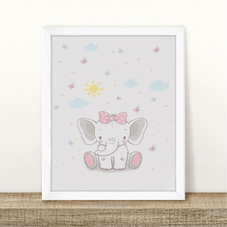 Elephant Baby Shower Frame Sign Favors Girl Decorations Gift