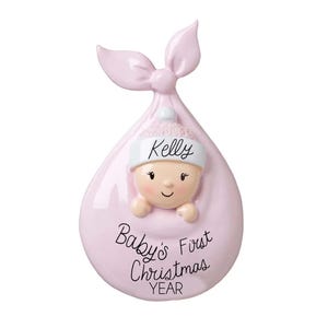 Baby Girl Ornament - Personalized Ornament Baby First Christmas Ornament Baby Shower Favor Pink Baby Girl Ornament Personalized Welcome 2025