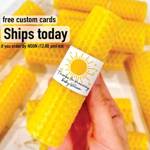 Sunshine Candle Favors - Here Comes the Son Sun Baby Shower Decorations, First Trip Around the Sun Birthday You are My, Pure Beeswax Candles