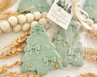 Honey Oatmeal Christmas Tree Soaps Bulk - Handmade Holiday Gifts, Coworker Party Favors, Stocking Stuffers