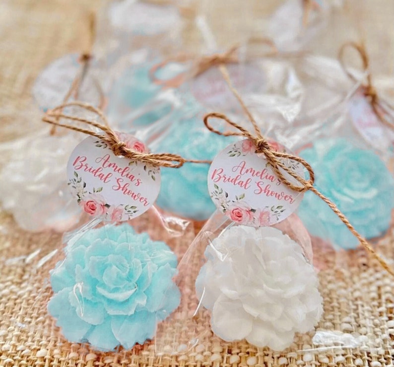 Blue Floral Soap Favors Bridal Shower Wedding Baby Girl Decoration Party Bridesmaid Gift Personalized Kids Adult Gift for Guests in Bulk image 1