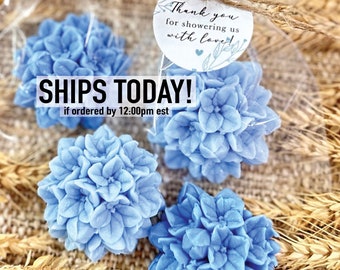 Dusty Blue Hydrangea Soaps  - Coastal Bachelorette Gifts, Sea Beach Ocean Side Bridal Party Favors for Guests in Bulk, Tropical Baby Shower