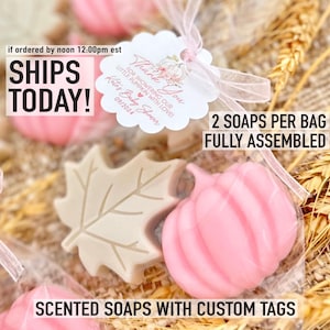 Pumpkin Soap Favors Scented - Fall Pink Baby Shower Decor Girl, Bridal Wedding Bulk Guest Gift, Birthday Thanksgiving Halloween Party Ideas