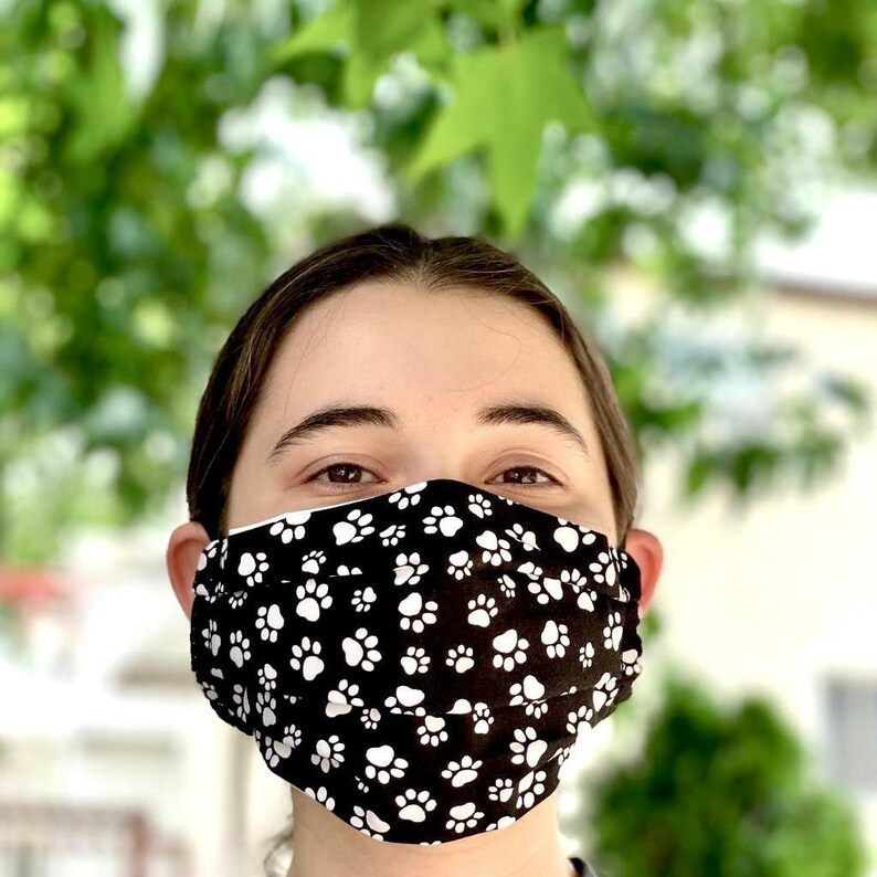 Paw Face Mask with Filter Pocket Paw Print Face Mask Paw Etsy