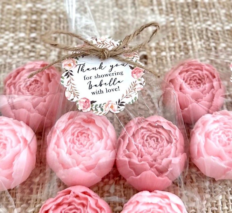 Peony Soap Favors Baby Shower Girl in Bloom Bridal Wedding Decor Wild Flower Dusty Rose Blush Gold Theme Party Gift for Guests in Bulk image 2
