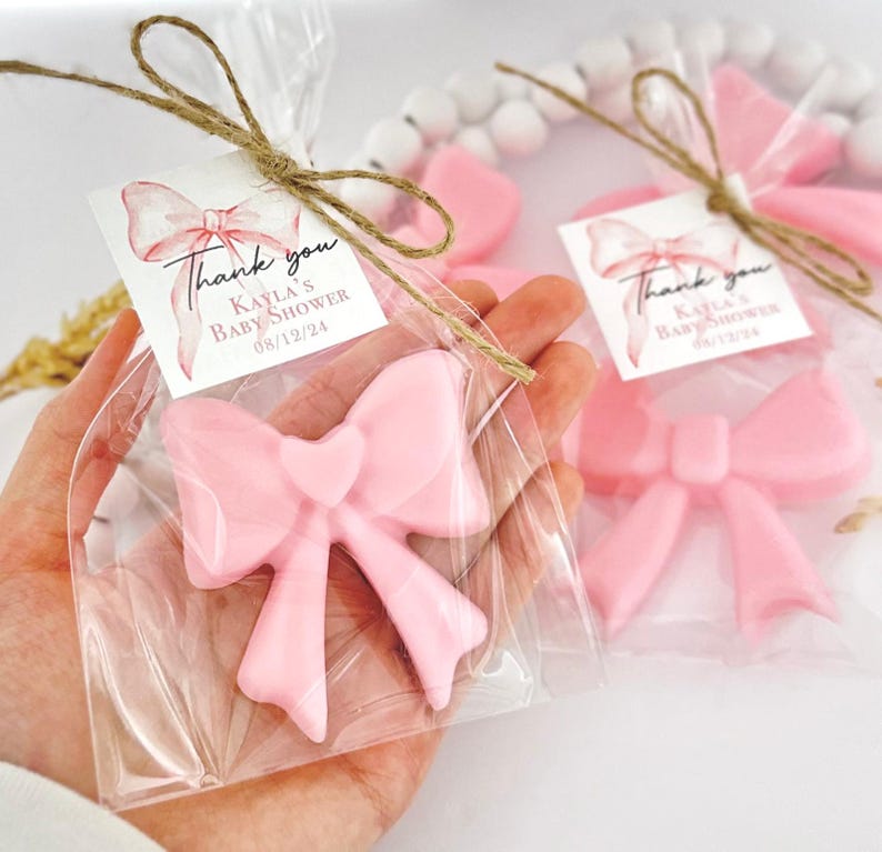 Bow Soap Favors - Pink Baby Shower Girl Party Decor, Bridal Birthday Bulk Guest Gifts bild 3