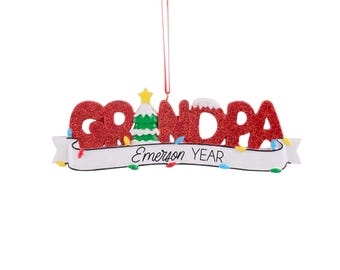 Grandpa Ornament - Grandfather Christmas Gift, 2025 Grandparent Gift, Personalized Grandparent Custom First Christmas New Grandparents Gift