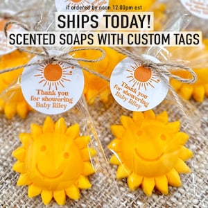 Sun Baby Shower Soaps - FRESH LEMON SCENT - You Are My Sunshine Baby Shower Favors First 1st Trip Around Birthday Decor Birthday Party Gift