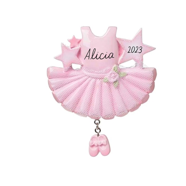 Ballerina Ornament - Ballet Dress Dancer Christmas Ornament, Girls 2023 Personalized Ballerina Gift for Girl, Slipper Custom Pink Tulle Tutu