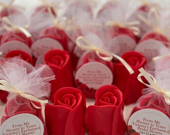 Rose Soap Favors - Wedding Bulk Soap, Bridal Shower Decorations, For Guests Personalized Gift, Red Rose Baby Shower Favors, Red Rose Soap
