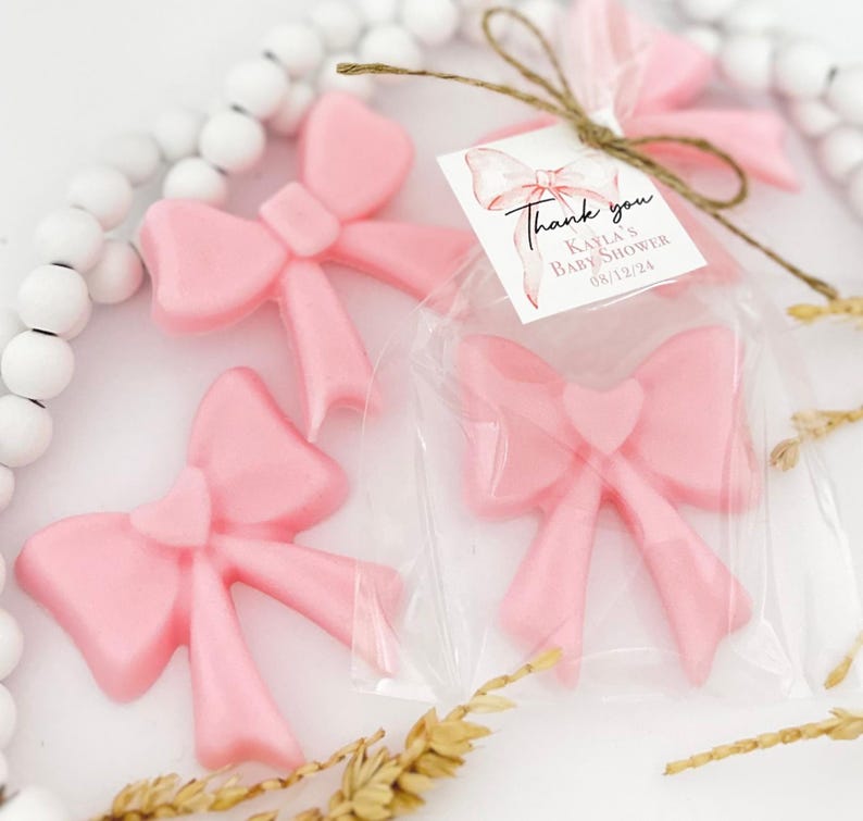 Bow Soap Favors - Pink Baby Shower Girl Party Decor, Bridal Birthday Bulk Guest Gifts bild 5