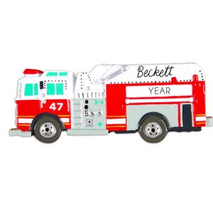 Fire Truck Ornament - Firefighter Ornament, Kids Gift 2025, Fireman Birthday Party Girl Boy Christmas Decorations, Grandson Stocking Stuffer