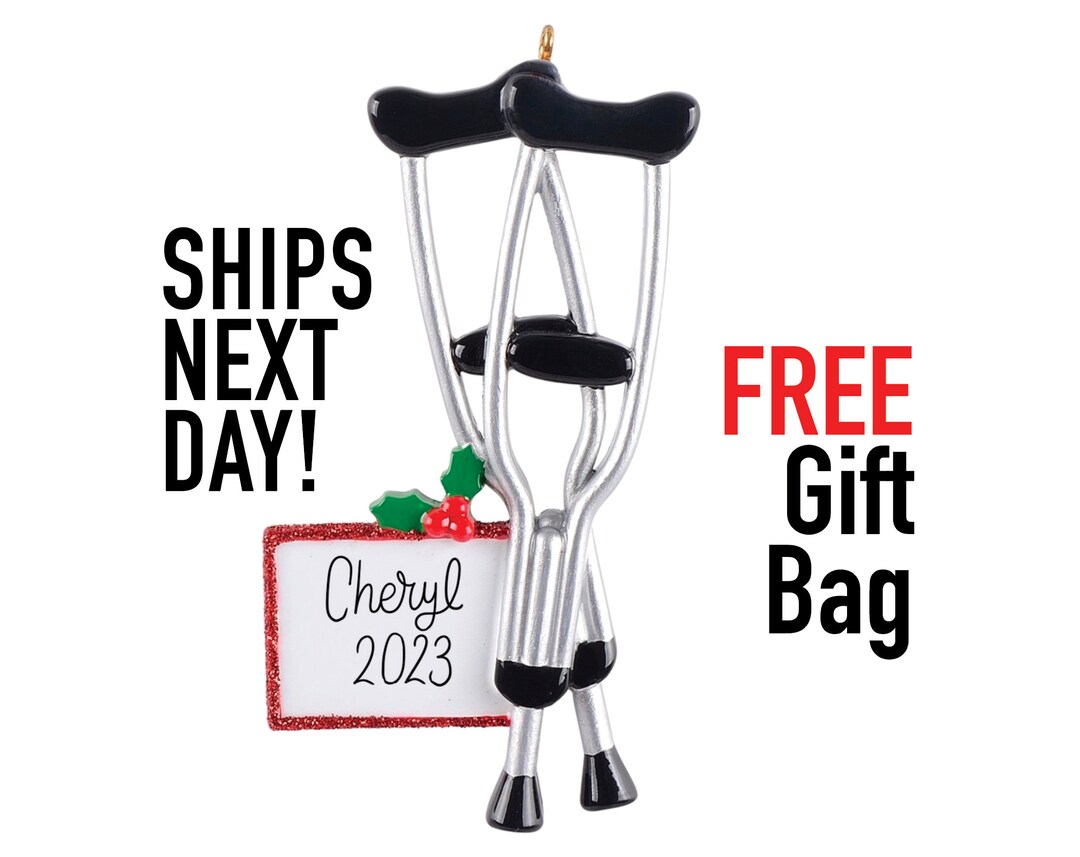 Crutches Christmas Ornament Broken Leg Surgery Gift Bone Cast Sport
