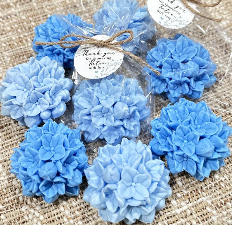 Hydrangea Soap Favors Bridal Shower Gift for Guests in Bulk, Dusty Something Blue Before I Do Bride Crew Wedding Flower, Baby Party Decor image 3