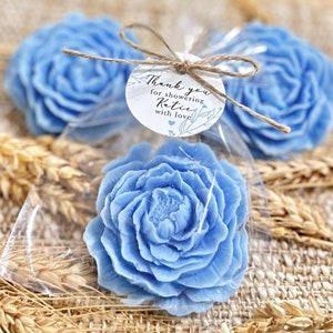 Dusty Blue Peony Soaps: Bridal Shower Favors, Something Blue Wedding, Baby Bulk Guest Gift