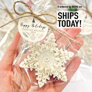 Honey Oatmeal Snowflake Soaps Bulk - Handmade Christmas Gifts, Coworkers Neighbors Teachers, Unique Stocking Stuffers