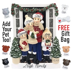 Family Christmas Ornament - 2025 Personalized House Kids New Home Dog Cat Pet 3 4 5 People Tree Decoration Stocking Stuffer Girl Boy Gift