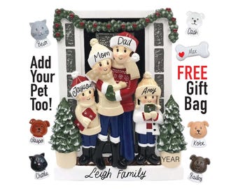 Family Christmas Ornament - 2025 Personalized House Kids New Home Dog Cat Pet 3 4 5 People Tree Decoration Stocking Stuffer Girl Boy Gift