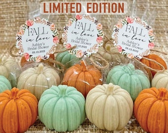 Fall Pumpkin Soap Favors - SCENTED Mini Bridal Shower Decorations, Fall in Love Wedding Baby Favor Little Halloween Party Baby Girl Boy Gift