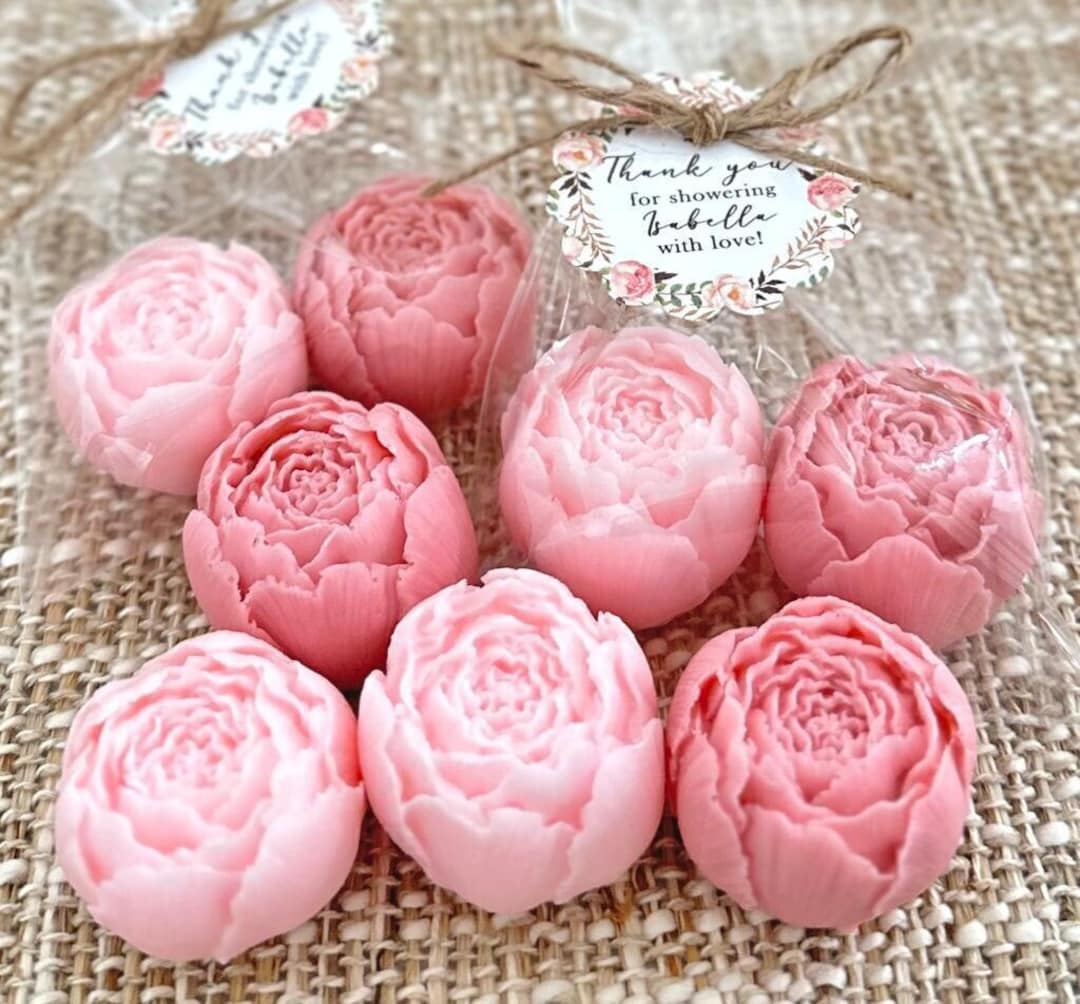 Peony Soap Favors Baby Shower Girl in Bloom Bridal Wedding Decor Wild Flower Dusty Rose Blush Gold Theme Party Gift for Guests in Bulk