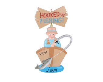 2025 Fishing Ornament --- Personalized Christmas Outdoor Fishing Gift for Men Dad Him Boyfriend Boy Kids Grandpa Fisherman Tree Home Decor