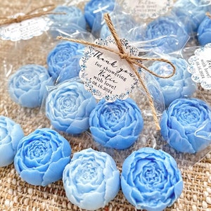 Dusty Blue Peony Soaps - Baby in Bloom Shower Favors Girl Boy Something Before I Do Bridal Party Gift for Guests Bulk Wedding Birthday Decor