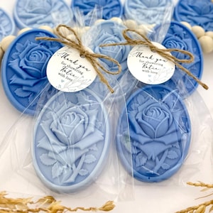 Elegant Dusty Blue Rose Soaps - Bridal Shower Party Favors, Baby Sprinkle Boy Decor Wedding Dusty Something Blue Before I Do Bulk Guest Gift