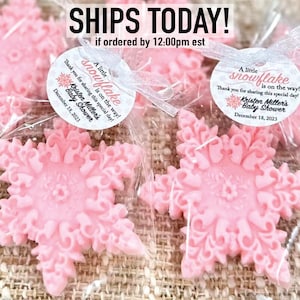 Pink Snowflake Soap Favors --- Baby Shower Girl, Winter Onederland Birthday, Christmas Party Decor, Gift for Guests in Bulk, Cold Snow Theme