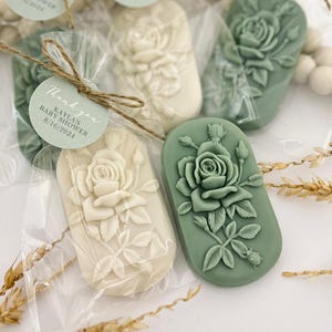 Neutral Sage Green Soap Favors - Bridal Shower Thank You Guest Gifts in Bulk, Baby Party Decor, Rose Wedding Boho Eucalyptus Color Theme