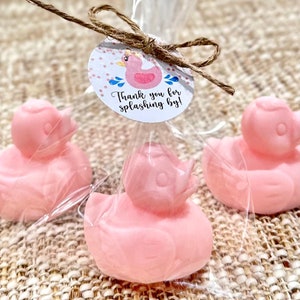 Pink Rubber Duck SOAP Favors - Baby Shower Party Decorations First Birthday Decor, Duck Shaped Theme Supplies, Gift for Guests in Bulk