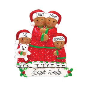 African American Ornament - Couple, Family of 3, 4, 5 People Christmas ...