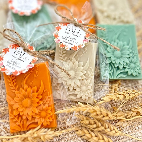 Wildflower Soap Favors - Fall Autumn Bridal Shower Decor, Baby Party Guest Gifts Bulk, Pumpkin Wedding Theme, Thanksgiving Halloween Ideas