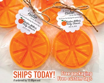 Orange Soap Favors - Little Cutie Baby Shower -- CITRUS SCENTED -- Clementine Bridal Shower Summer Kids Birthday Fruit Squeeze Wedding Decor