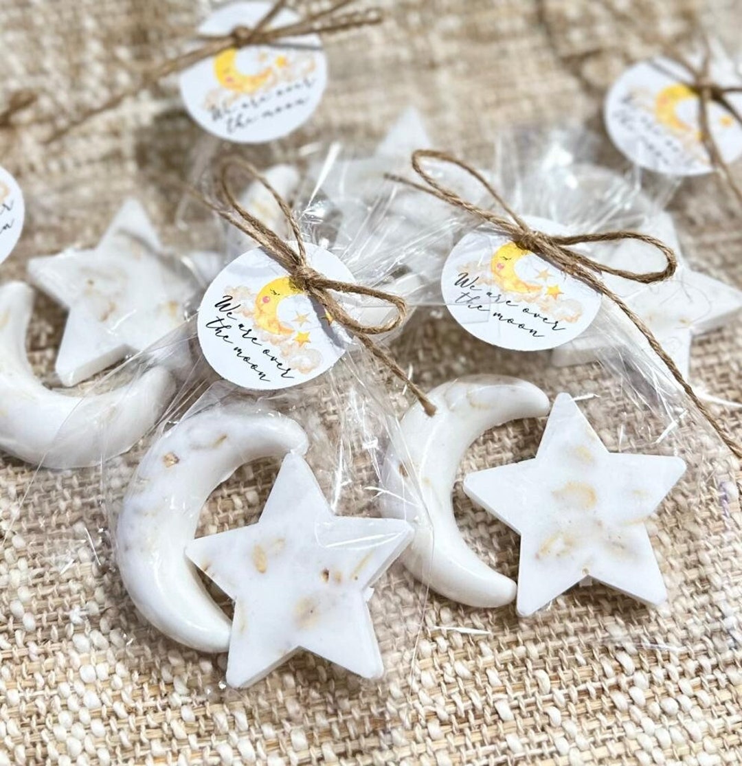 Moon and Stars Soap Favors Baby Shower Favors, Twinkle Little Star Over the Moon Gender Reveal Thank You Wedding Gift for Guests in Bulk