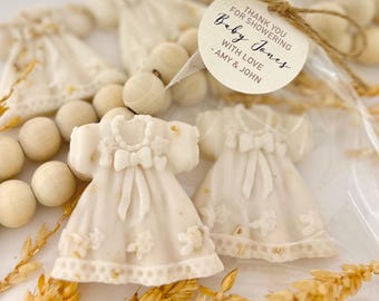 Oatmeal Dress Soap Favors - Baby Shower Gift, Girl Elegant Sprinkle Decoration, Baptism Party Souvenir