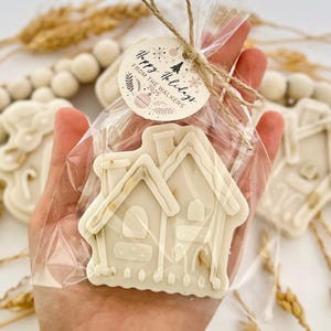 Honey Oatmeal Christmas House Soaps - Holiday Winter Party Favors, Custom Bulk Coworker Decor Gifts
