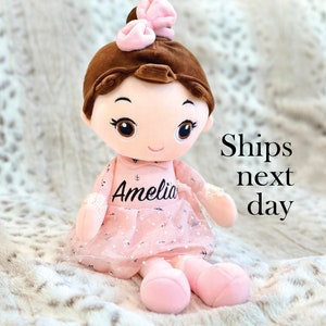 Doll Baby Girl Gift Personalized Gifts For Kids Girls, Personalized Baby Gifts For Girl Personalized Doll Rabbit Newborn Girl Gift Custom image 1