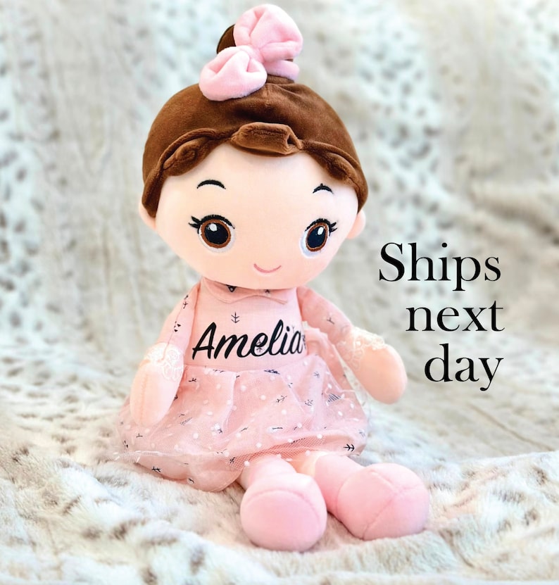 Doll Baby Girl Gift Personalized Gifts For Kids Girls, Personalized Baby Gifts For Girl Personalized Doll Rabbit Newborn Girl Gift Custom image 1