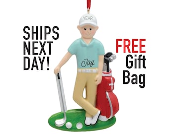 Golf Christmas Ornament - Golf Gifts for Men, 2025 Personalized Golfing Player Male, Custom Golfer Boy Man Ornament, Golf Stocking Stuffer